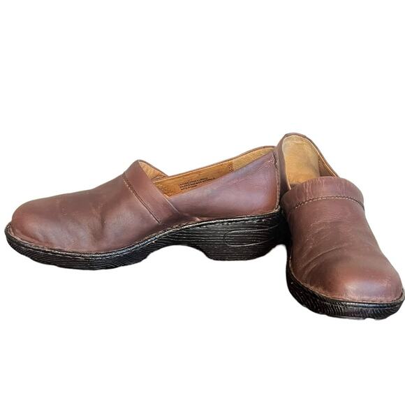 BORN Toby Duo Chocolate Leather Slip On Clogs‎ Women’s Size 11 - Picture 1 of 10